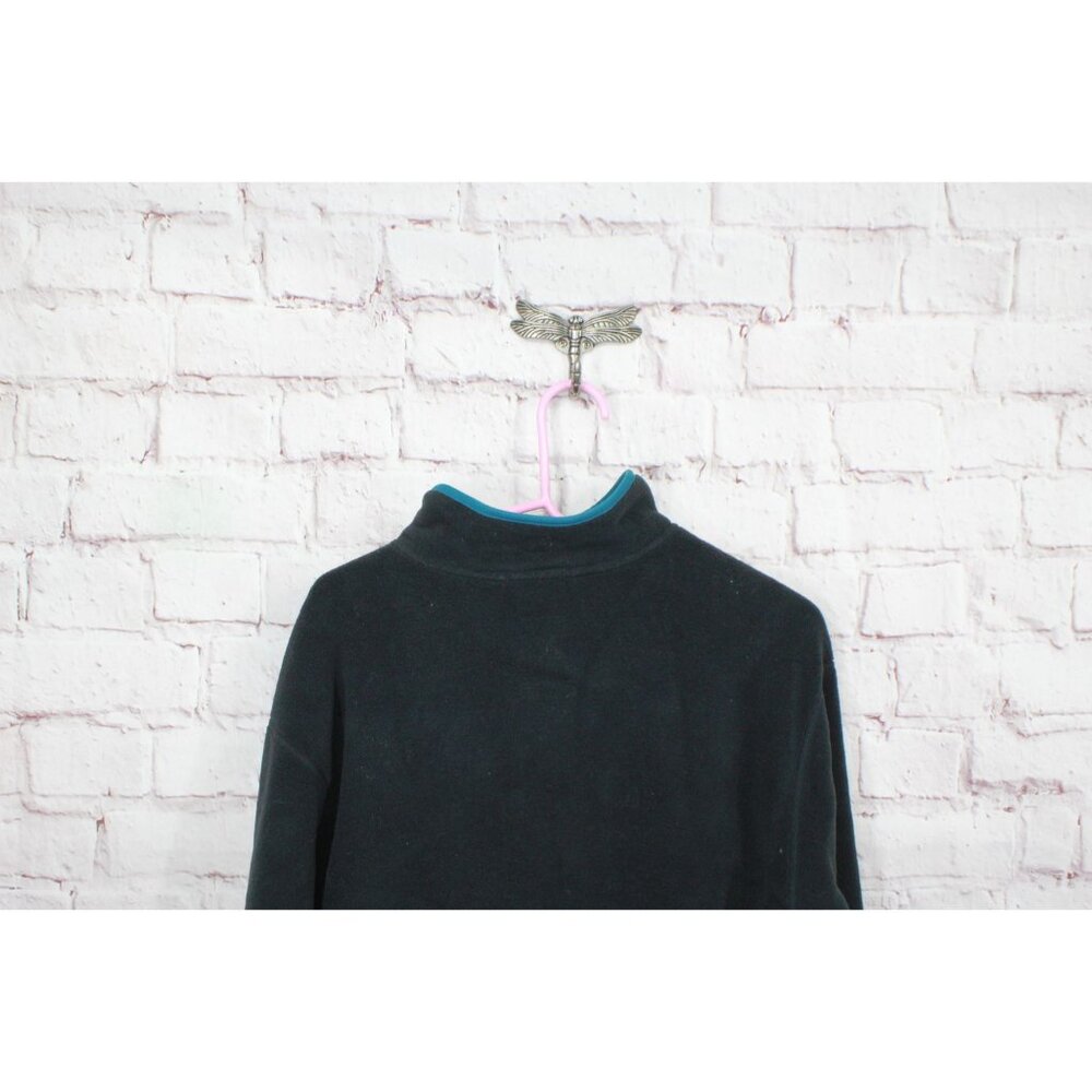 LL Bean Bean's Classic Fleece Pullover Sweater Black Blue Size Womens L Mens M - Picture 4 of 10